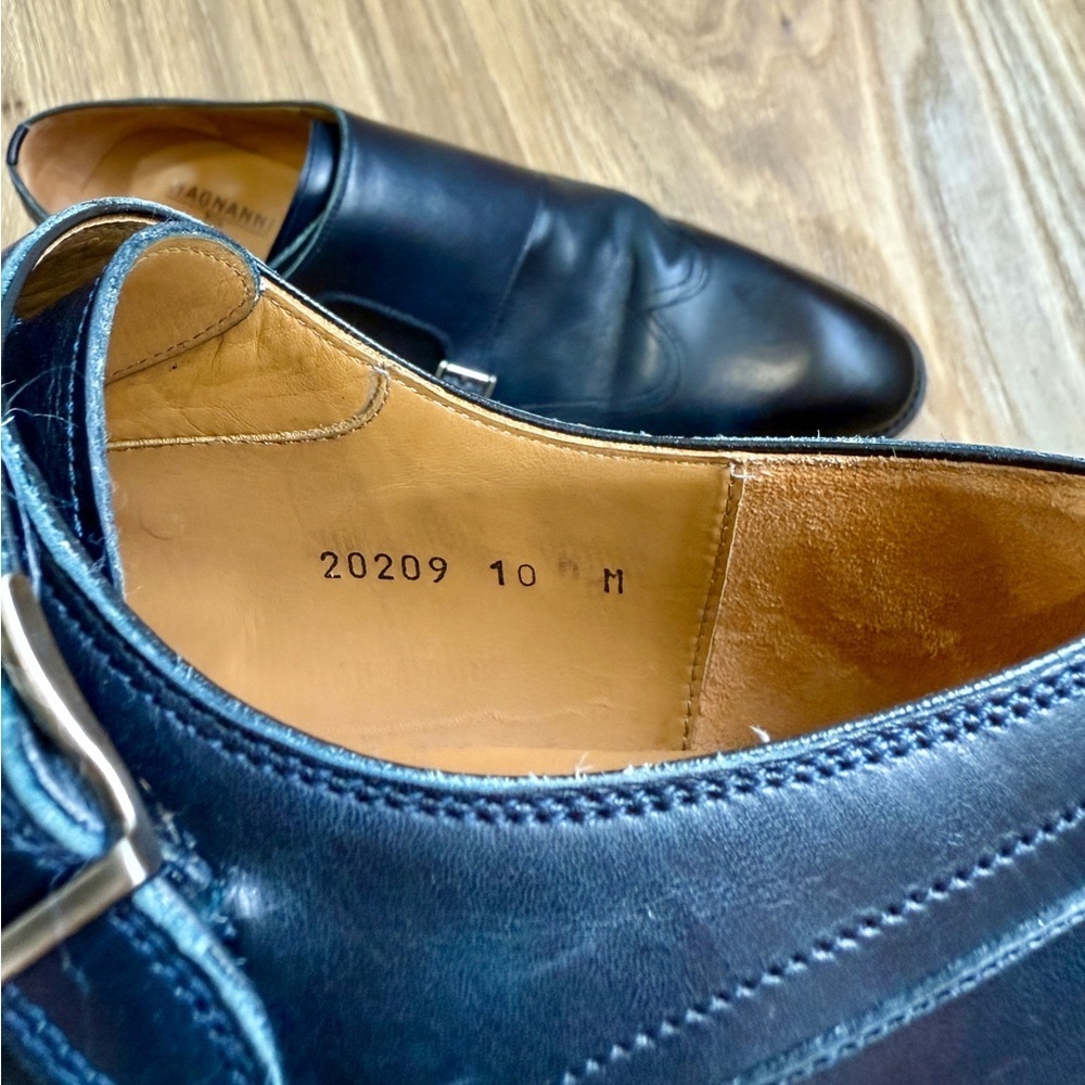 Magnanni Double Monk Strap Shoes Dark Blue Ombré Patina Leather Men’s Size 10 - Picture 7 of 7